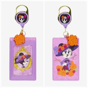 Disney Minnie Mouse Day Of The Dead Fall Floral Retractable Lanyard CardholderID